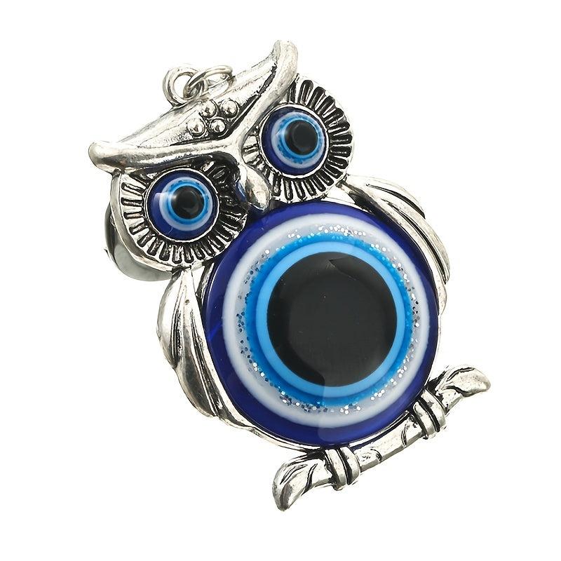 Owl Evil Eye Lucky Charm Keychain Pendant Vintage Animal Bag Ornament