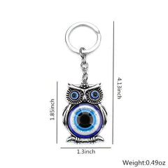 Owl Evil Eye Lucky Charm Keychain Pendant Vintage Animal Bag Ornament