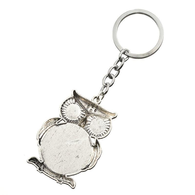 Owl Evil Eye Lucky Charm Keychain Pendant Vintage Animal Bag Ornament