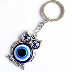 Owl Evil Eye Lucky Charm Keychain Pendant Vintage Animal Bag Ornament