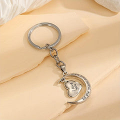 Love Heart Moon Keychain Couple I LOVE YOU Pendant Vintage Lover Keyring