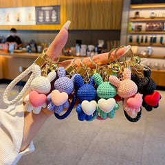 Love Heart Rabbit Bunny Keychain Cartoon Animal Keyring Couple Pendant Ornaments