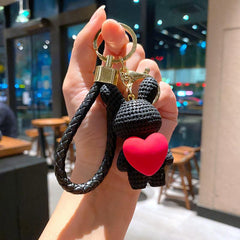 Love Heart Rabbit Bunny Keychain Cartoon Animal Keyring Couple Pendant Ornaments