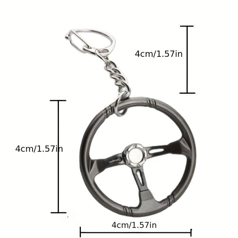 Racing Steering Wheel Keychain Metal Key Ring Father's Gift