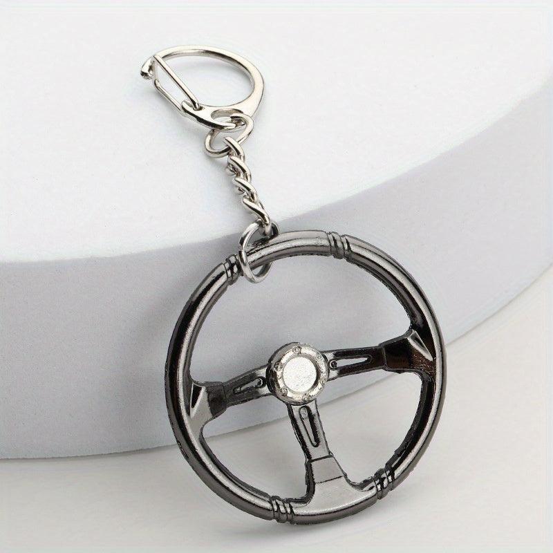 Racing Steering Wheel Keychain Metal Key Ring Father's Gift