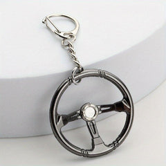 Racing Steering Wheel Keychain Metal Key Ring Father's Gift