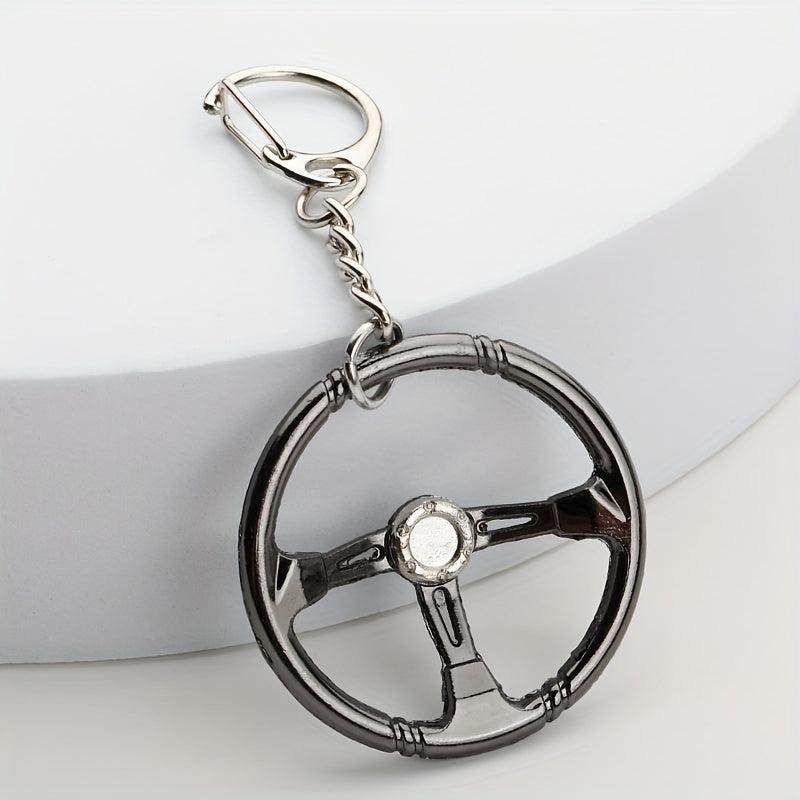 Racing Steering Wheel Keychain Metal Key Ring Father's Gift