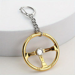 Racing Steering Wheel Keychain Metal Key Ring Father's Gift