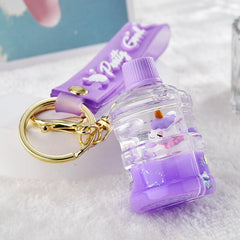 Cartoon Unicorn & Bottle Bracelet Keychain - Animal Key Ring for Kids