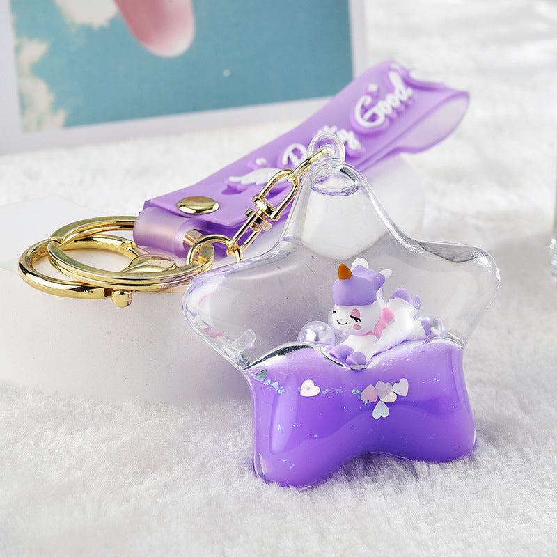Cartoon Unicorn & Bottle Bracelet Keychain - Animal Key Ring for Kids