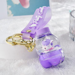Cartoon Unicorn & Bottle Bracelet Keychain - Animal Key Ring for Kids