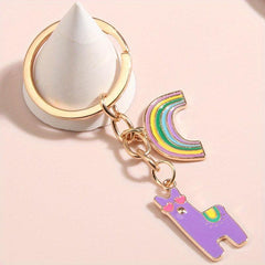 Cartoon Alpaca & Rainbow Keychain Animal Bag Car Charm Earphone Accessory