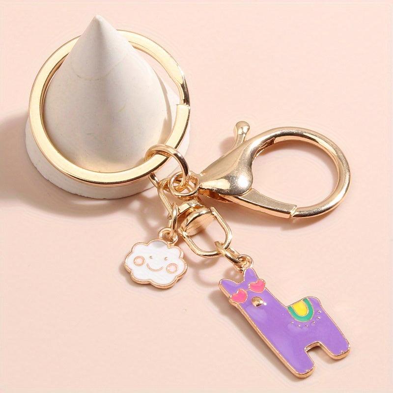 Cartoon Alpaca & Rainbow Keychain Animal Bag Car Charm Earphone Accessory