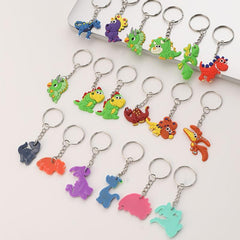 18pcs Dinosaur Keychains Colorful PVC Charms Key Rings Party Favors Toys