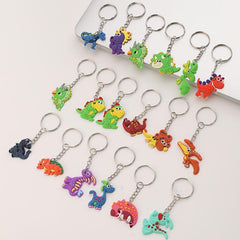 18pcs Dinosaur Keychains Colorful PVC Charms Key Rings Party Favors Toys