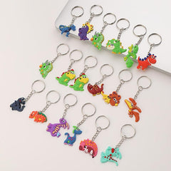 18pcs Dinosaur Keychains Colorful PVC Charms Key Rings Party Favors Toys