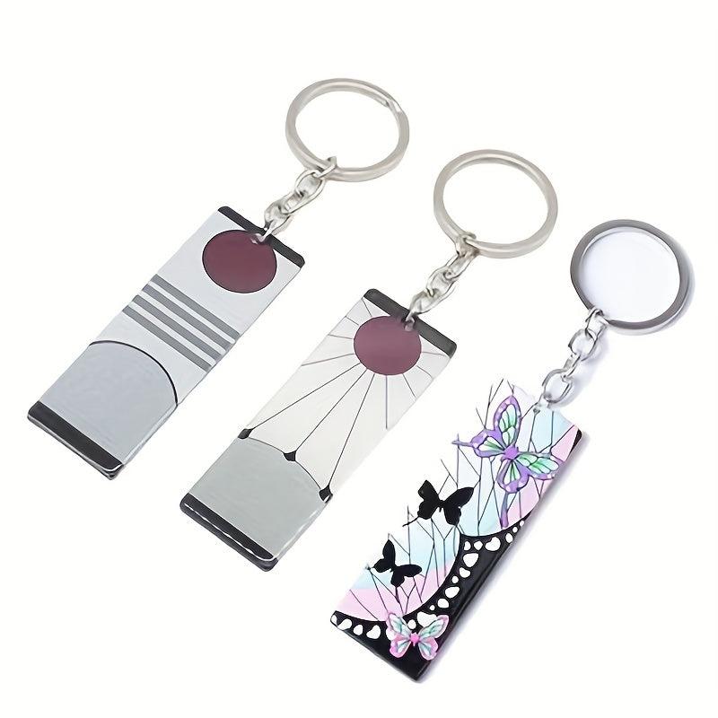 Anime Cartoon Print Tag Keychain Souvenir Key Ring Purse Bag Backpack Car Charm