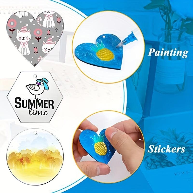 100 Pcs Sublimation Acrylic Keychain Blanks Various Shapes