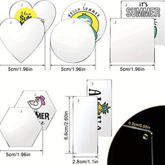 100 Pcs Sublimation Acrylic Keychain Blanks Various Shapes