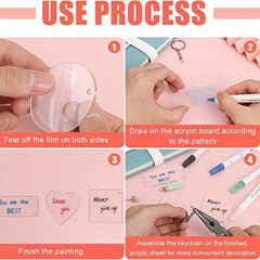 100 Pcs Sublimation Acrylic Keychain Blanks Various Shapes