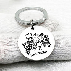 Teacher Thanksgiving Gift Round Stainless Steel Keychain Pendant