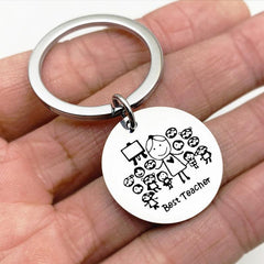Teacher Thanksgiving Gift Round Stainless Steel Keychain Pendant