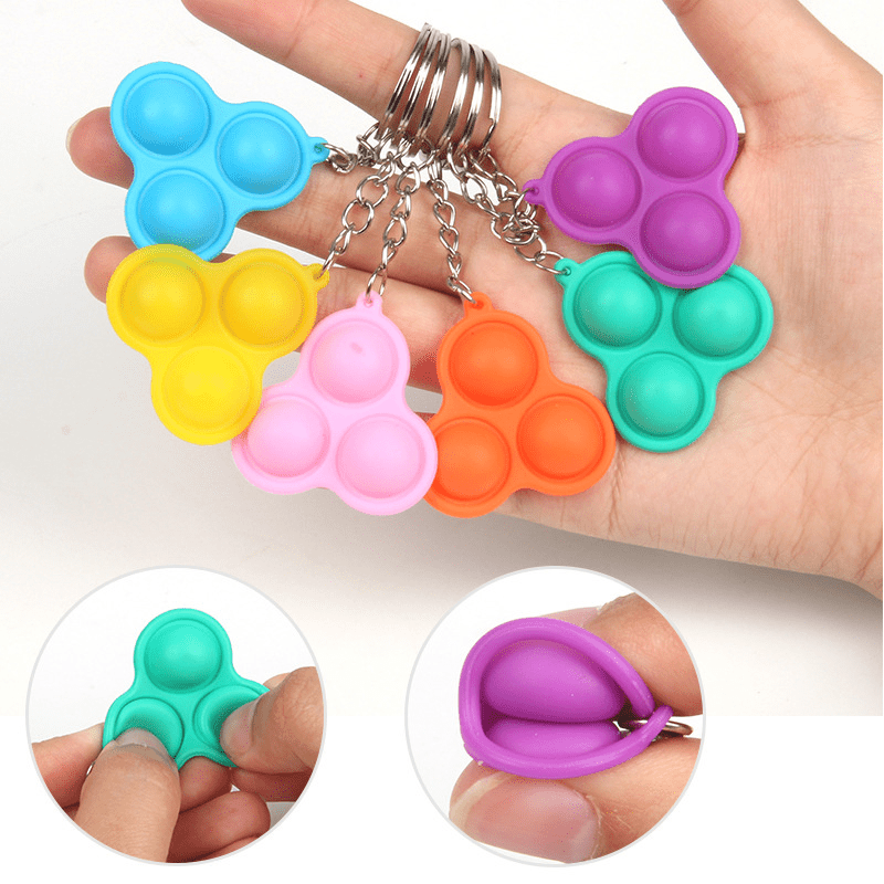 Silicone Fidget Toy Keychain Stress Relief Key Ring Purse Bag Car Key