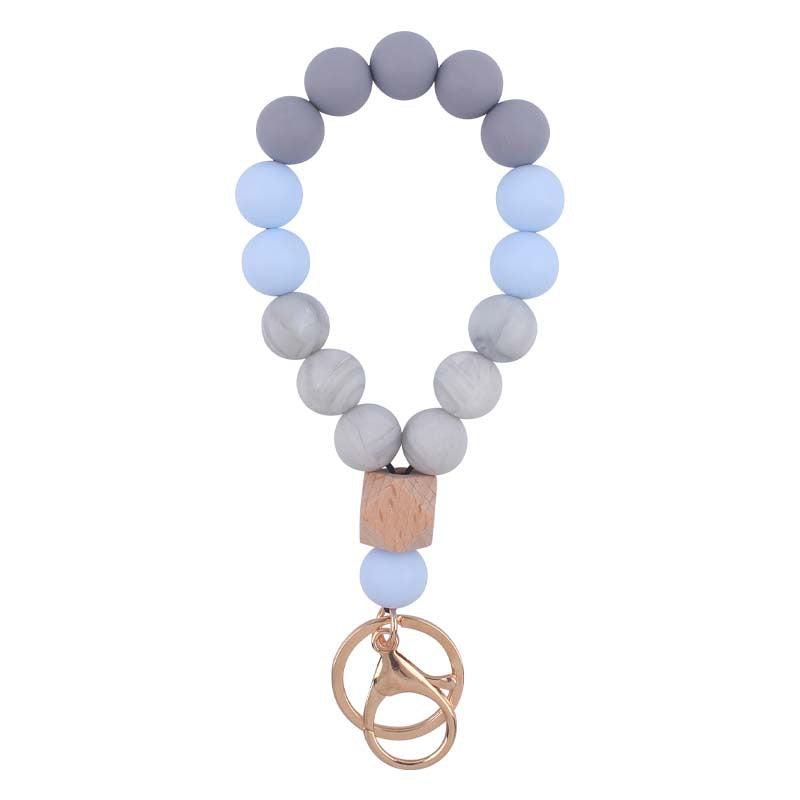 Women's Silicone Beaded Key Ring Bracelet Wristlet Bangle Keychain