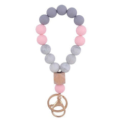 Women's Silicone Beaded Key Ring Bracelet Wristlet Bangle Keychain