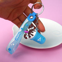 Cartoon Milk Tea Keychain Key Ring Purse Backpack Car Charm Gift