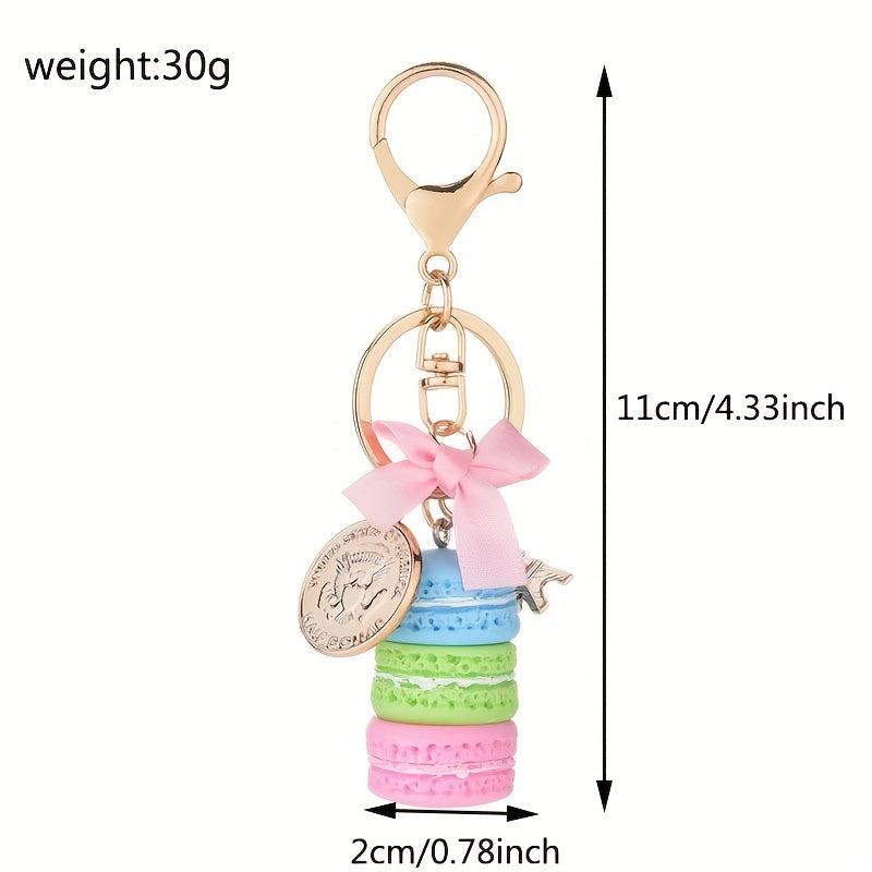 Macaroon Charm Keychain Carved Eiffel Tower Pendant