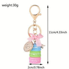 Macaroon Charm Keychain Carved Eiffel Tower Pendant