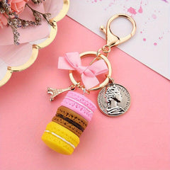 Macaroon Charm Keychain Carved Eiffel Tower Pendant