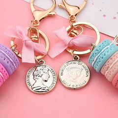 Macaroon Charm Keychain Carved Eiffel Tower Pendant
