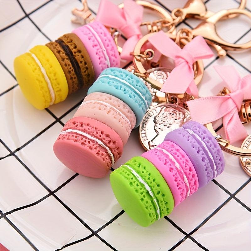 Macaroon Charm Keychain Carved Eiffel Tower Pendant