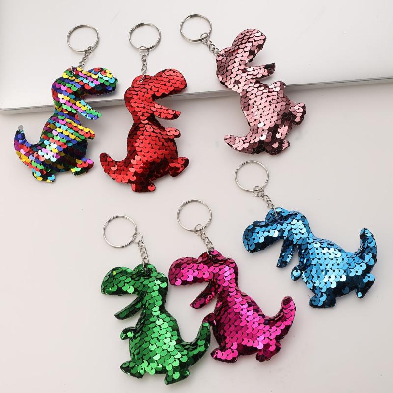 Mermaid Glitter Dino Keychain Women Car Bag Accessory Key Ring
