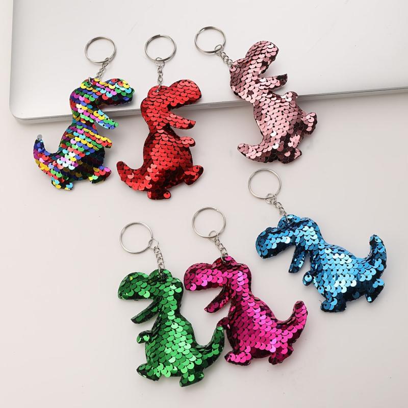 Mermaid Glitter Dino Keychain Women Car Bag Accessory Key Ring