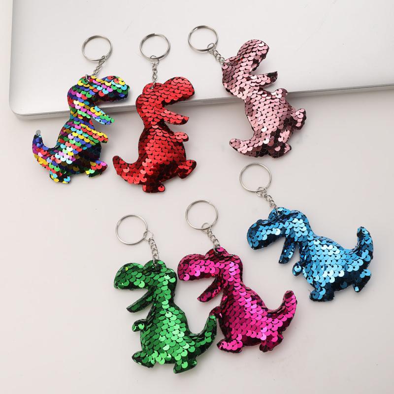 Mermaid Glitter Dino Keychain Women Car Bag Accessory Key Ring