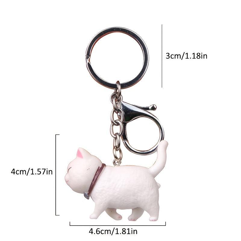 Resin Cat Keychain 3D Boyfriend Present for Car Backpack Lanyard Keyring