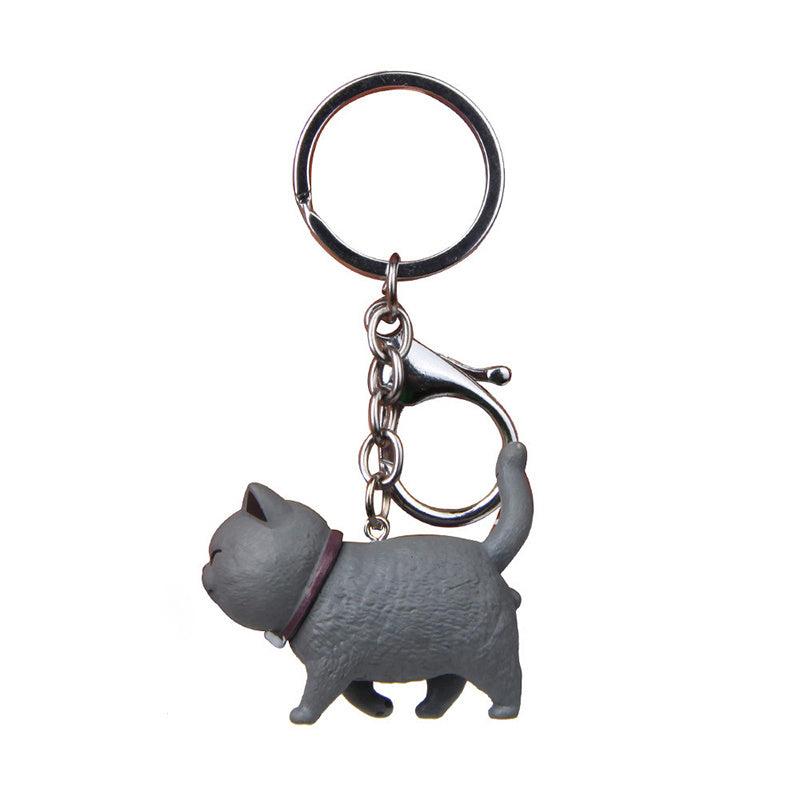 Resin Cat Keychain 3D Boyfriend Present for Car Backpack Lanyard Keyring