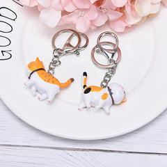 Resin Cat Keychain 3D Boyfriend Present for Car Backpack Lanyard Keyring