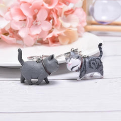 Resin Cat Keychain 3D Boyfriend Present for Car Backpack Lanyard Keyring