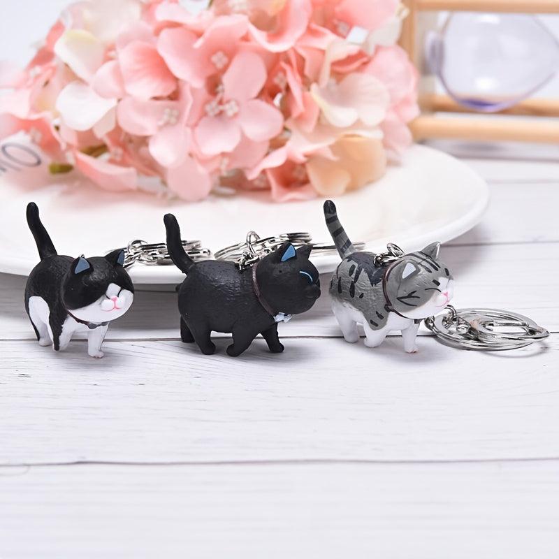 Resin Cat Keychain 3D Boyfriend Present for Car Backpack Lanyard Keyring