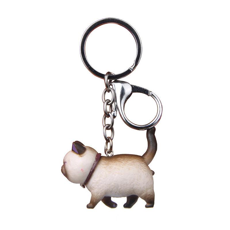 Resin Cat Keychain 3D Boyfriend Present for Car Backpack Lanyard Keyring