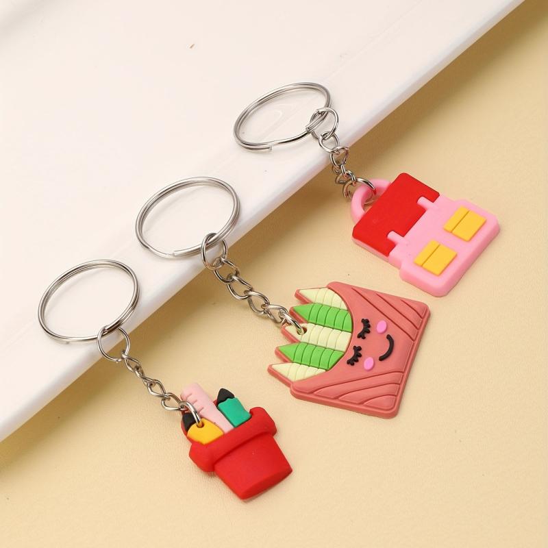 18pcs Children's PVC Keychain Soft Rubber Pendant Cartoon Bag Accessories