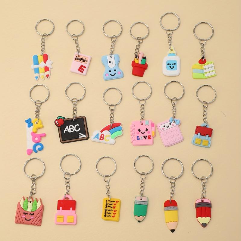 18pcs Children's PVC Keychain Soft Rubber Pendant Cartoon Bag Accessories