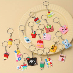18pcs Children's PVC Keychain Soft Rubber Pendant Cartoon Bag Accessories