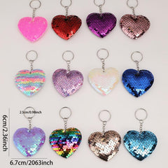 Sequin Love Heart Keychain Bag Key Chain Keyring Purse Charm Accessories