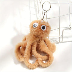 Octopus Rex Rabbit Silver Keychain Funny Animal Ornament