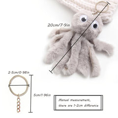 Octopus Rex Rabbit Silver Keychain Funny Animal Ornament